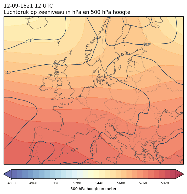 Weerkaart van 12 september 1821 om 12 UTC