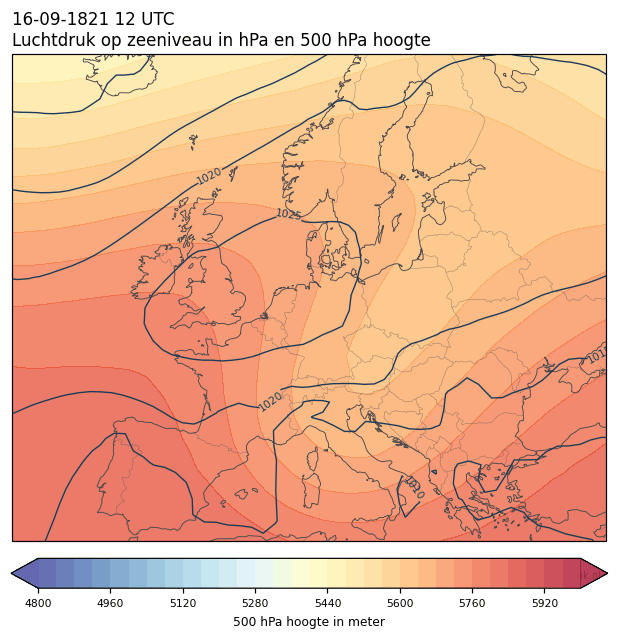 Weerkaart van 16 september 1821 om 12 UTC