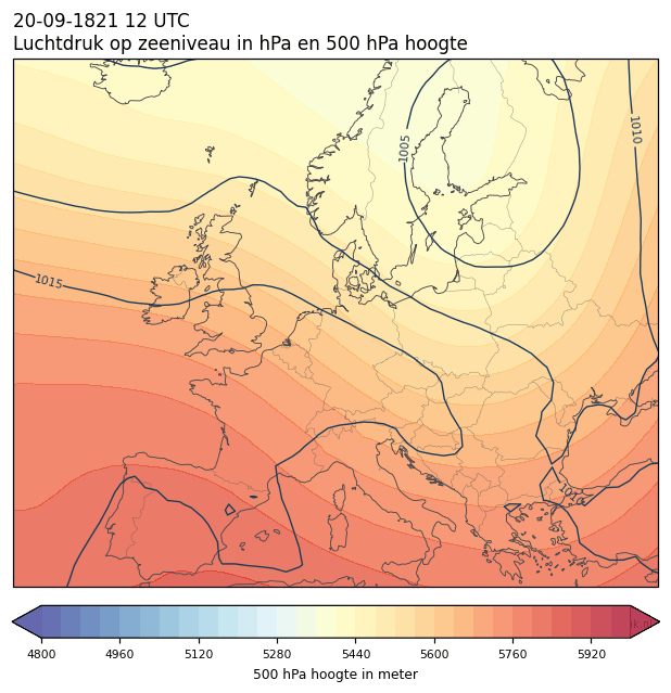 Weerkaart van 20 september 1821 om 12 UTC