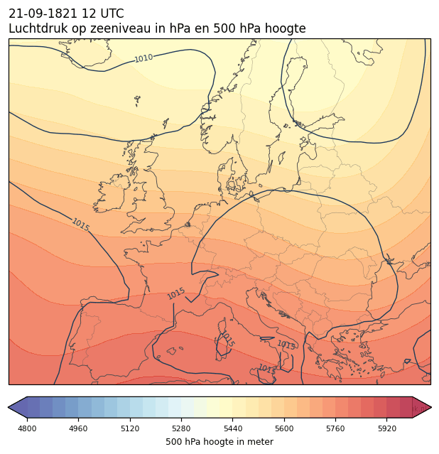 Weerkaart van 21 september 1821 om 12 UTC