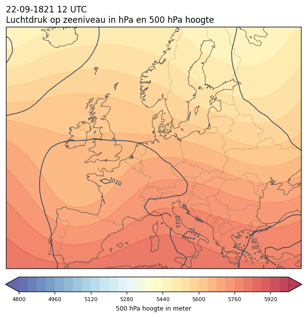 Weerkaart van 22 september 1821 om 12 UTC