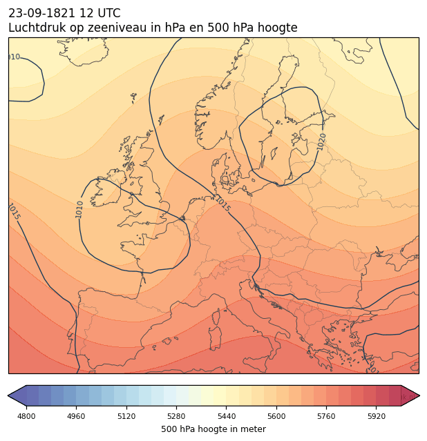 Weerkaart van 23 september 1821 om 12 UTC
