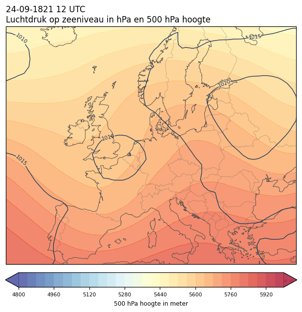 Weerkaart van 24 september 1821 om 12 UTC