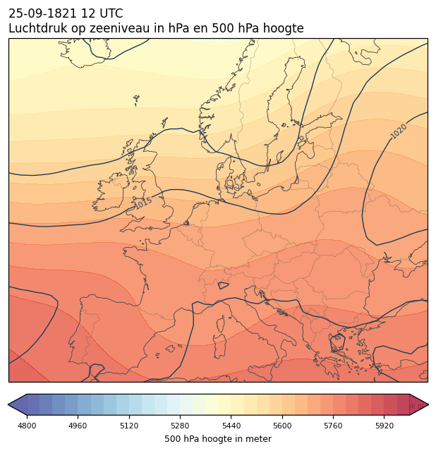 Weerkaart van 25 september 1821 om 12 UTC
