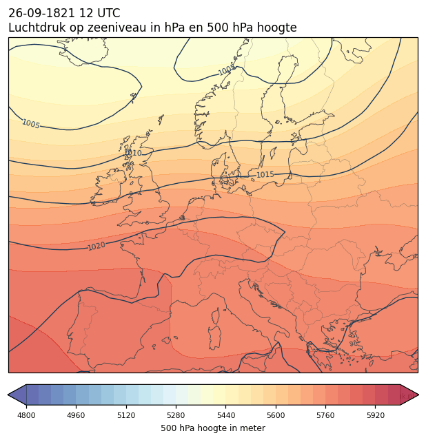 Weerkaart van 26 september 1821 om 12 UTC