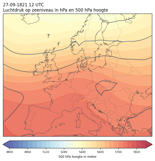 Weerkaart van 27 september 1821 om 12 UTC