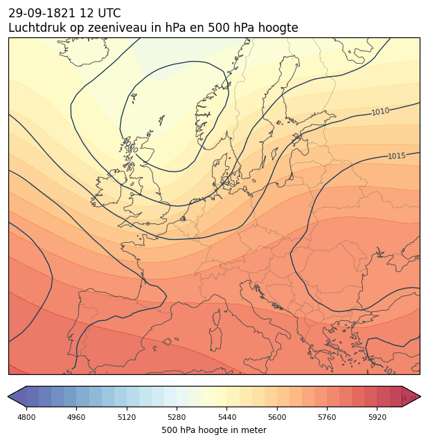 Weerkaart van 29 september 1821 om 12 UTC