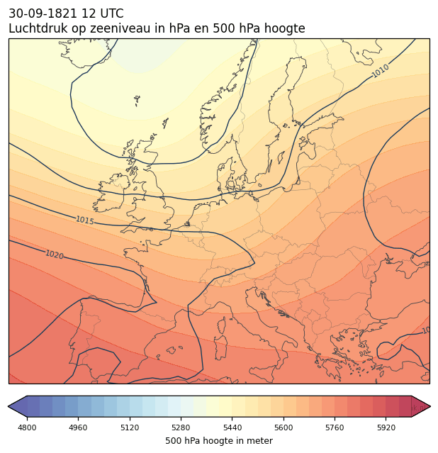 Weerkaart van 30 september 1821 om 12 UTC