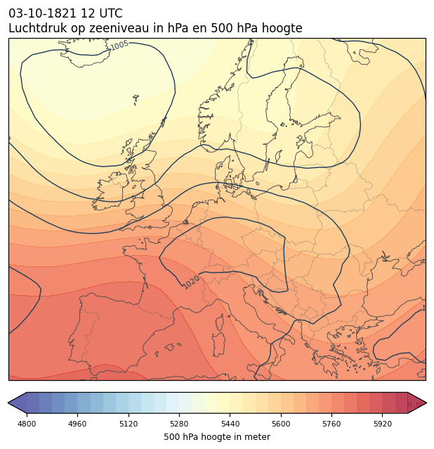 Weerkaart van 3 oktober 1821 om 12 UTC