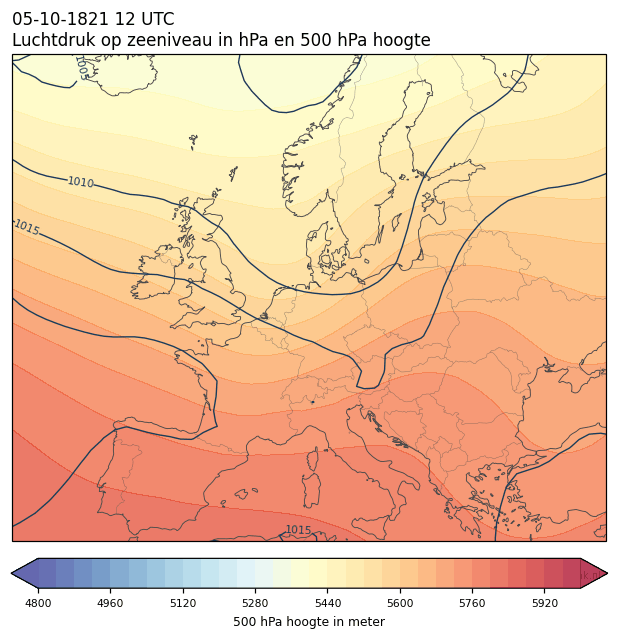 Weerkaart van 5 oktober 1821 om 12 UTC