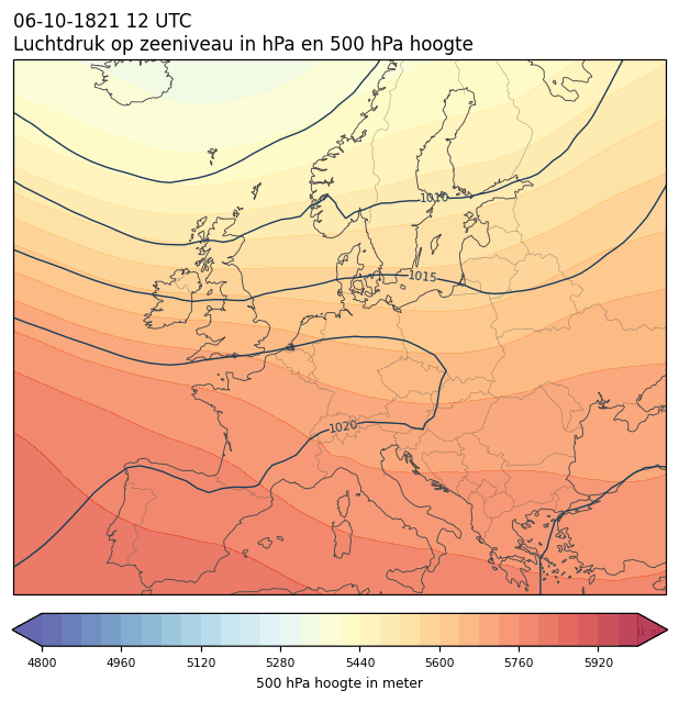 Weerkaart van 6 oktober 1821 om 12 UTC