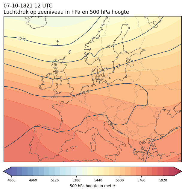 Weerkaart van 7 oktober 1821 om 12 UTC