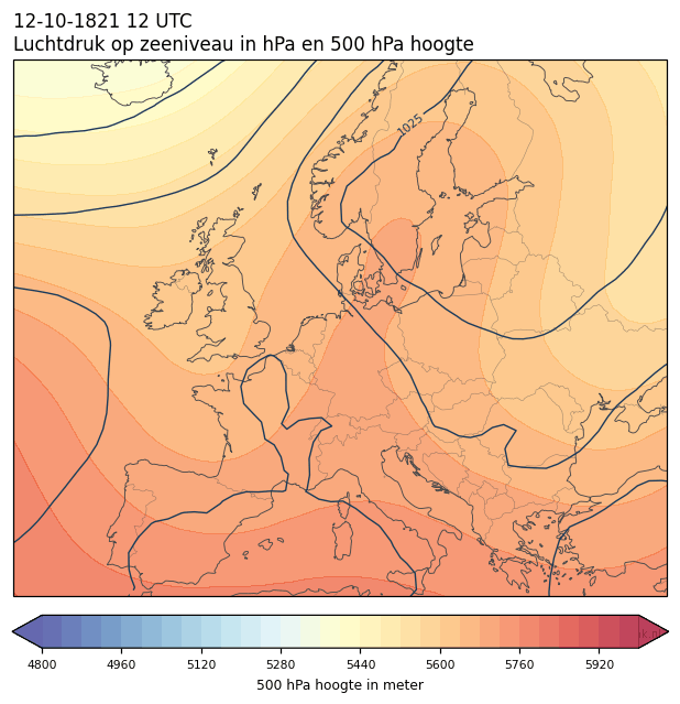 Weerkaart van 12 oktober 1821 om 12 UTC