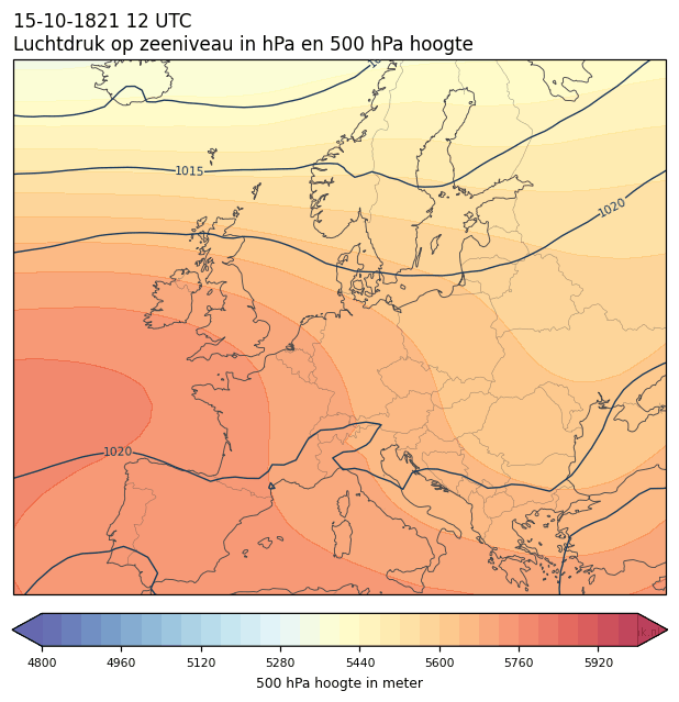 Weerkaart van 15 oktober 1821 om 12 UTC
