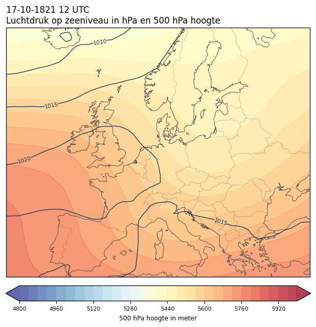 Weerkaart van 17 oktober 1821 om 12 UTC