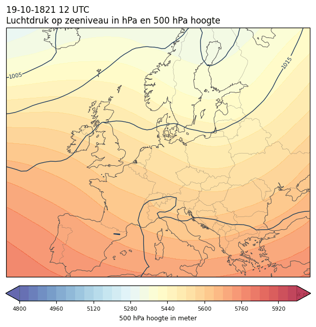 Weerkaart van 19 oktober 1821 om 12 UTC