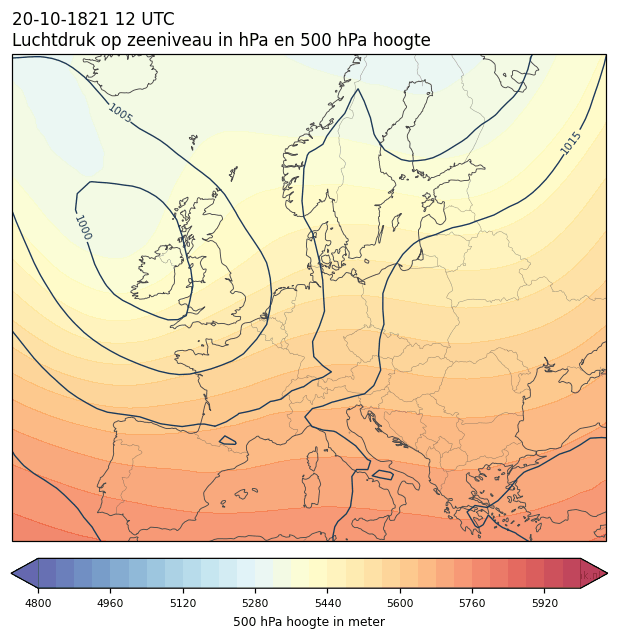 Weerkaart van 20 oktober 1821 om 12 UTC