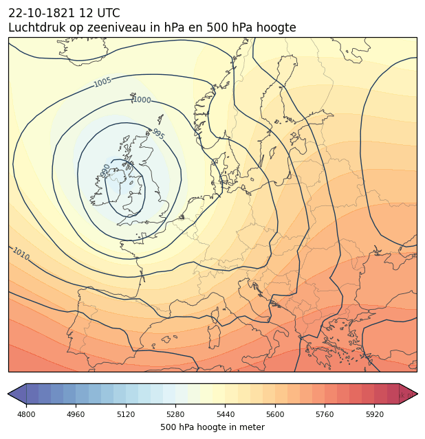 Weerkaart van 22 oktober 1821 om 12 UTC