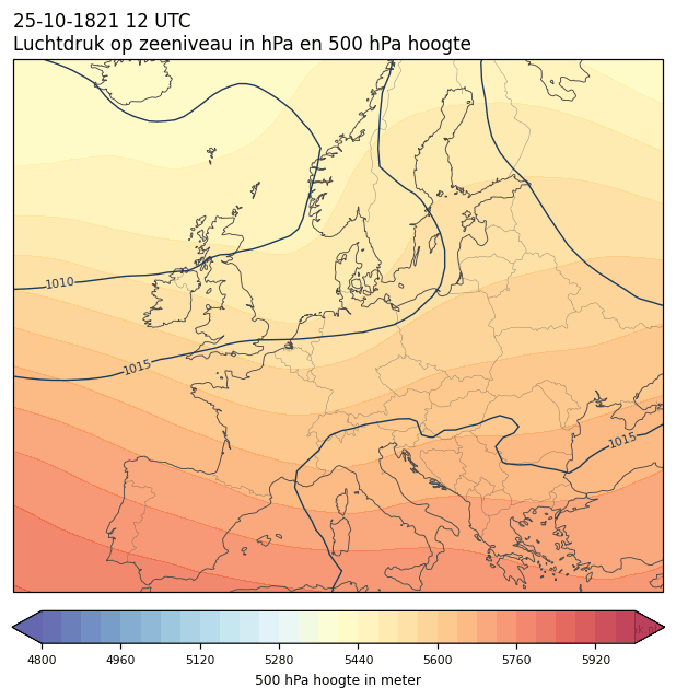 Weerkaart van 25 oktober 1821 om 12 UTC