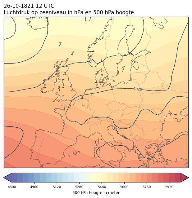 Weerkaart van 26 oktober 1821 om 12 UTC
