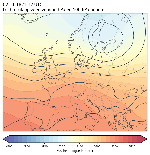 Weerkaart van 2 november 1821 om 12 UTC