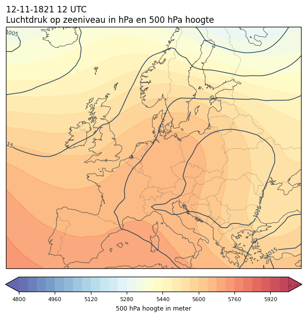 Weerkaart van 12 november 1821 om 12 UTC