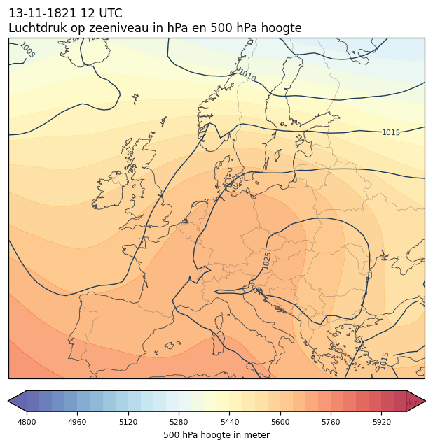 Weerkaart van 13 november 1821 om 12 UTC