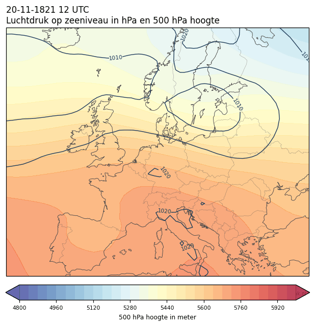 Weerkaart van 20 november 1821 om 12 UTC