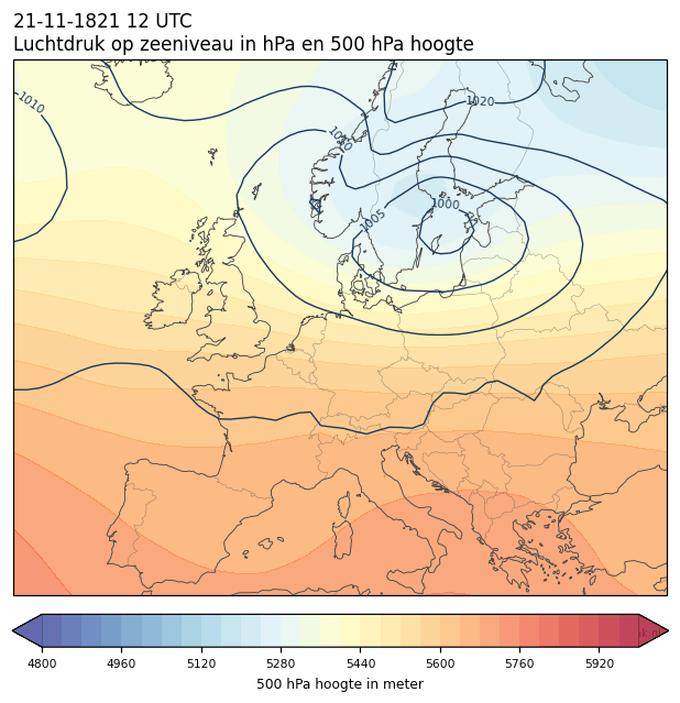 Weerkaart van 21 november 1821 om 12 UTC