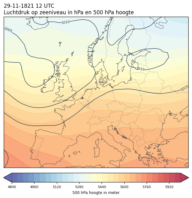 Weerkaart van 29 november 1821 om 12 UTC