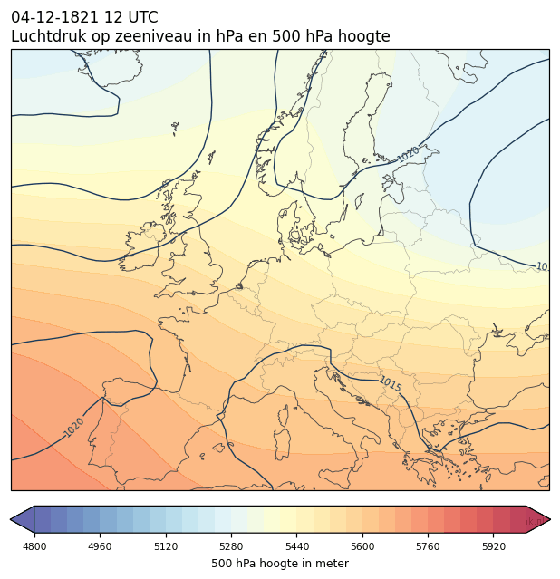 Weerkaart van 4 december 1821 om 12 UTC