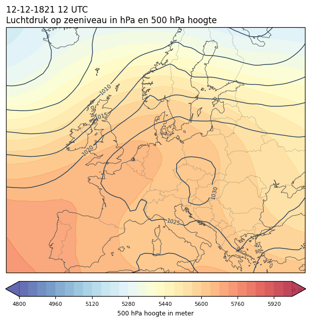 Weerkaart van 12 december 1821 om 12 UTC