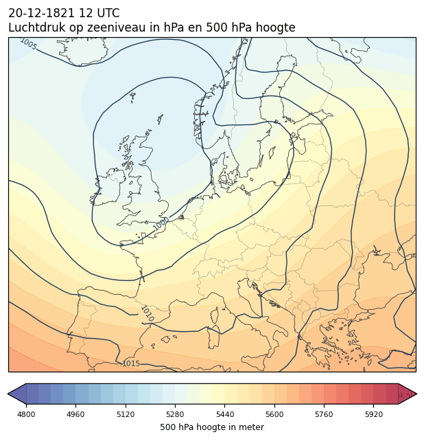 Weerkaart van 20 december 1821 om 12 UTC