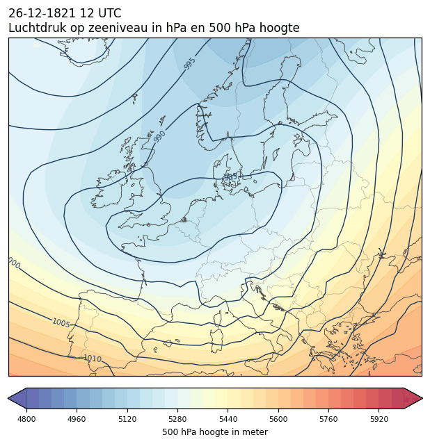 Weerkaart van 26 december 1821 om 12 UTC