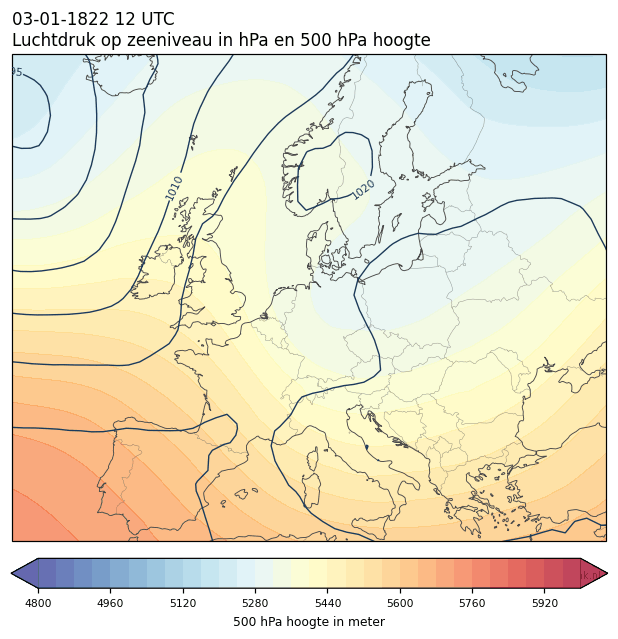 Weerkaart van 3 januari 1822 om 12 UTC