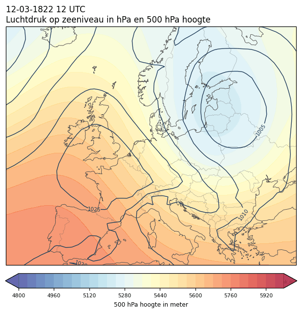 Weerkaart van 12 maart 1822 om 12 UTC