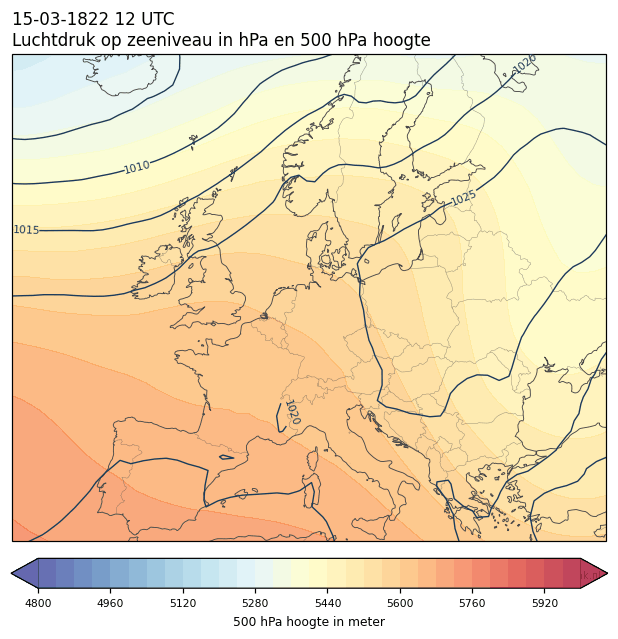 Weerkaart van 15 maart 1822 om 12 UTC