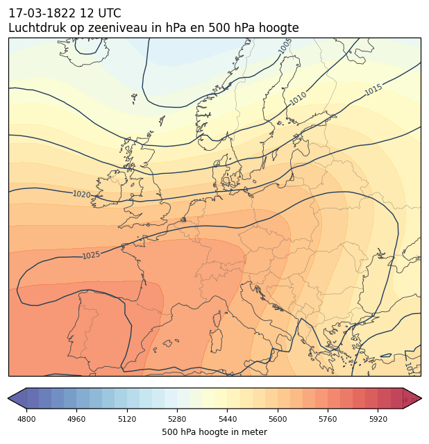 Weerkaart van 17 maart 1822 om 12 UTC