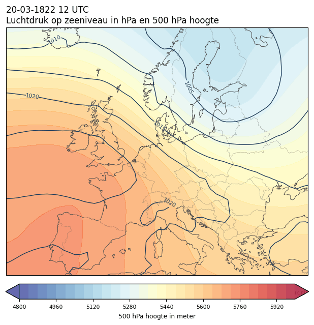 Weerkaart van 20 maart 1822 om 12 UTC