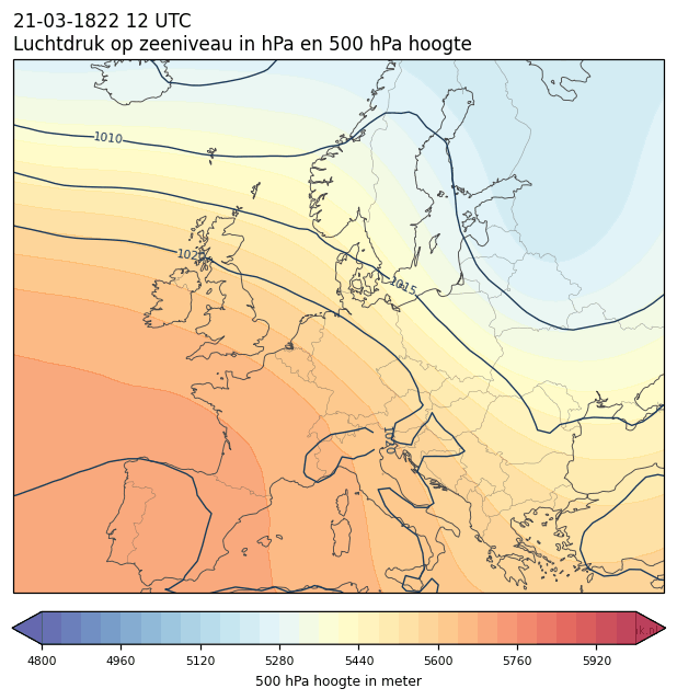 Weerkaart van 21 maart 1822 om 12 UTC