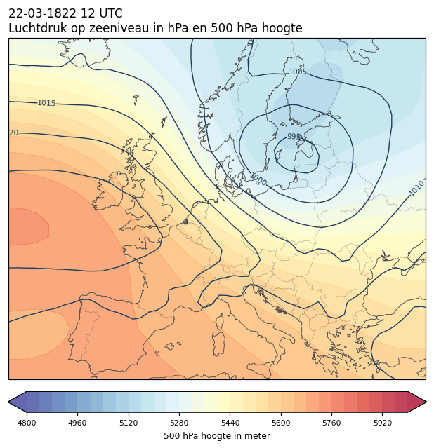 Weerkaart van 22 maart 1822 om 12 UTC