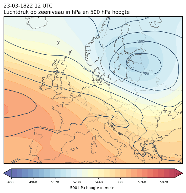 Weerkaart van 23 maart 1822 om 12 UTC