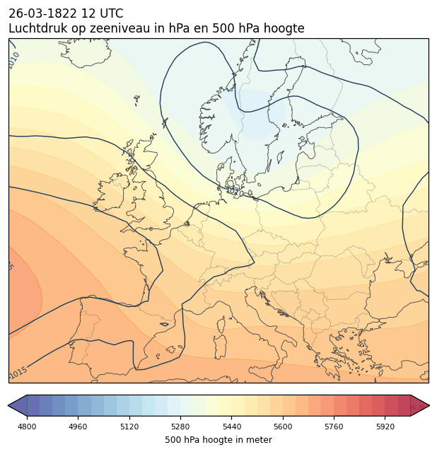 Weerkaart van 26 maart 1822 om 12 UTC