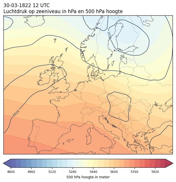 Weerkaart van 30 maart 1822 om 12 UTC