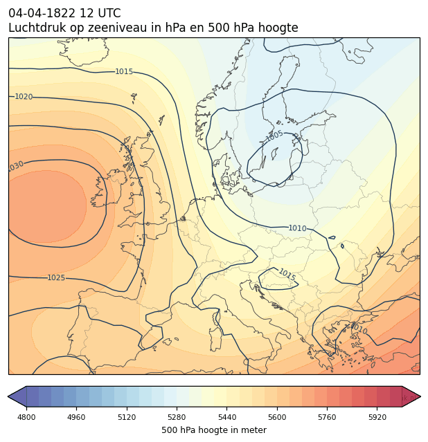 Weerkaart van 4 april 1822 om 12 UTC
