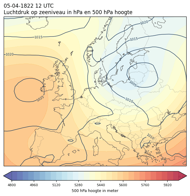 Weerkaart van 5 april 1822 om 12 UTC