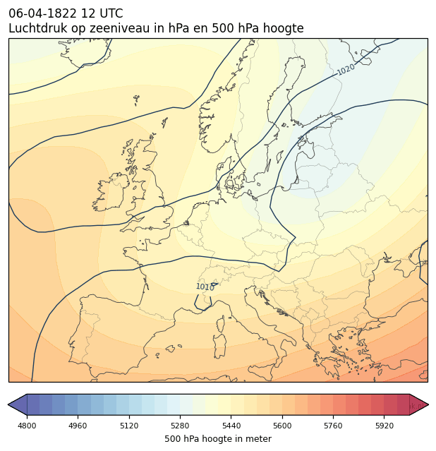 Weerkaart van 6 april 1822 om 12 UTC