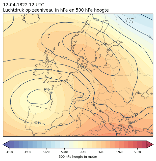 Weerkaart van 12 april 1822 om 12 UTC