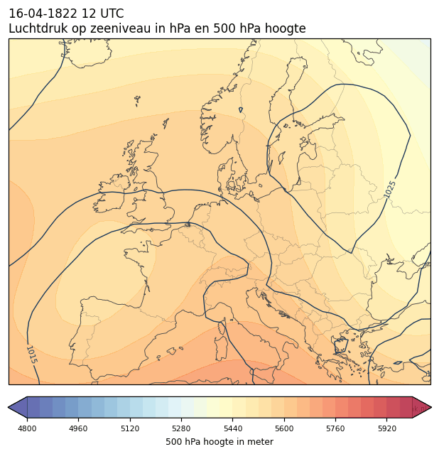 Weerkaart van 16 april 1822 om 12 UTC