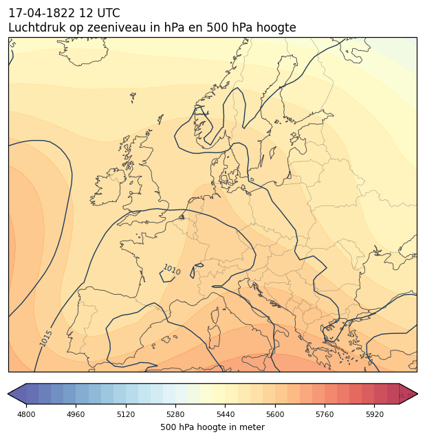 Weerkaart van 17 april 1822 om 12 UTC